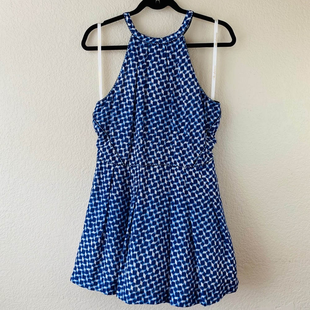 {Shoshanna} Blue Block Print Dress